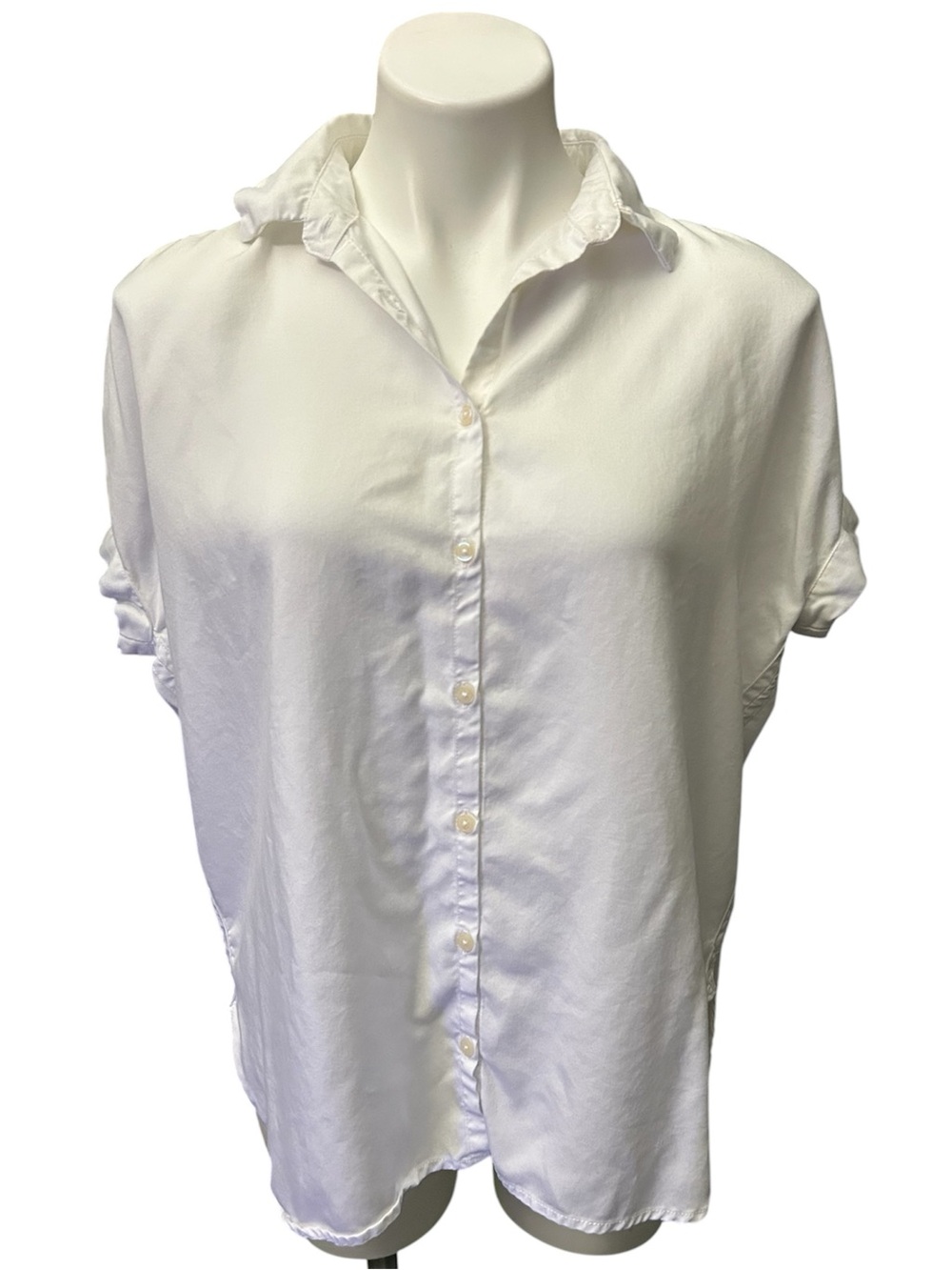 Quince White Oversized Vintage Wash Tencel Camp Button Down Shirt - Size Small